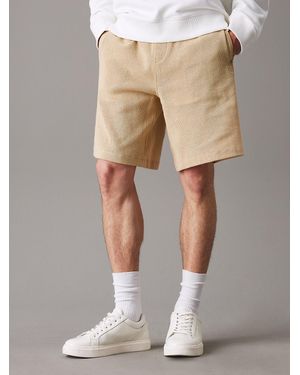 Calvin Klein Relaxed Structured Jersey Shorts - Natural