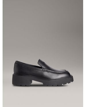 Calvin Klein Leather Platform Loafers - Grey