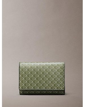 Calvin Klein Allover Emblem Logo Trifold Wallet - Green