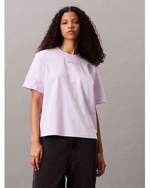 Calvin Klein Relaxed T-Shirt Met Vet Grafisch Logo - Paars