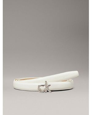 Calvin Klein Smalle Leren Riem Met Logo - Grijs