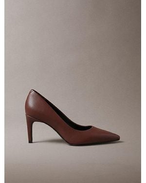 Calvin Klein Leather Stiletto Court Shoes - Brown