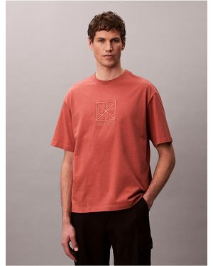 Calvin Klein Emblem Logo Graphic Relaxed T-Shirt - Red