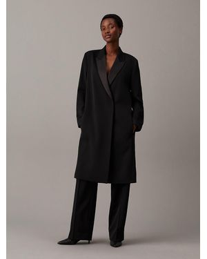 Calvin Klein Relaxed Wool Twill Tuxedo Coat - Multicolour