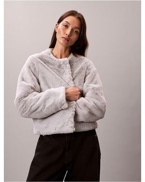 Calvin Klein Faux Fur Cropped Jacket - Multicolor