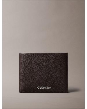Calvin Klein Pebble Grain Leather Bifold Wallet - Gray