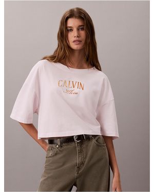 Calvin Klein Calvin Klein Boxy Varsity Logo Cropped Tee - Pink