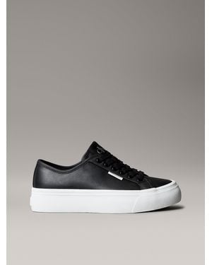 Calvin Klein Leather Comfort Platform Trainers - Grey