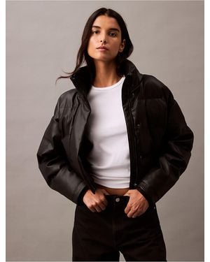 Calvin Klein Calvin Klein Classic Faux Leather Puffer Jacket - Black