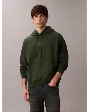 Calvin Klein Calvin Klein Monogram Logo Premium Fleece Hoodie - Green