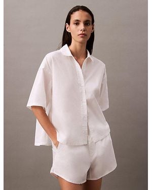Calvin Klein Pyjamatop Van Poplinkatoen - Wit