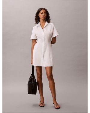 Calvin Klein Cotton Poplin Mini Shirt Dress - Pink