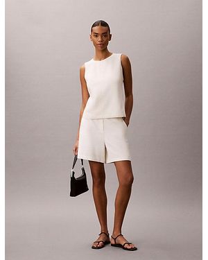 Calvin Klein Textured Sleeveless Top - Natural