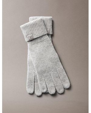Calvin Klein Cashmere Emblem Logo Gloves - Grey