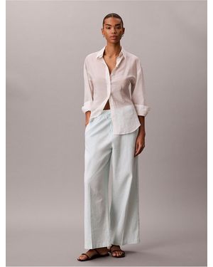 Calvin Klein Calvin Klein Linen Blend Pull-On Pants - Gray