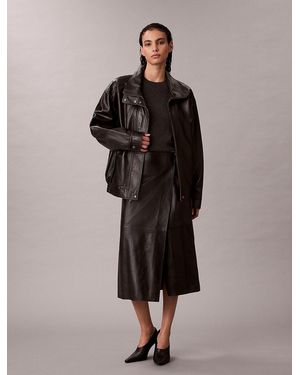 Calvin Klein Relaxed Patent Leather Jacket - Black