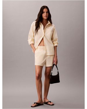Calvin Klein Calvin Klein Cotton Poplin Pull-On Shorts - Natural