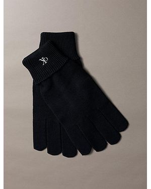 Calvin Klein Gebreide Signature Touchscreen Handschoenen Met Logo - Zwart