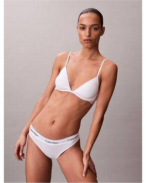 Calvin Klein Icon Cotton Modal Ultralight Lightly Lined Plunge Bra - White