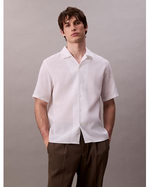 Calvin Klein Linen Short Sleeve Shirt - Purple