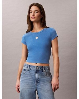 Calvin Klein Jeans Slim Ribbed Washed Cotton T-Shirt - Blue