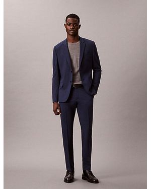 Calvin Klein Slim Wool Stretch Blazer - Blue