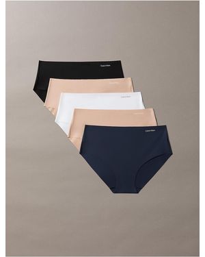 Calvin Klein Invisibles Microfiber Stretch 5-Pack Hipster - Blue