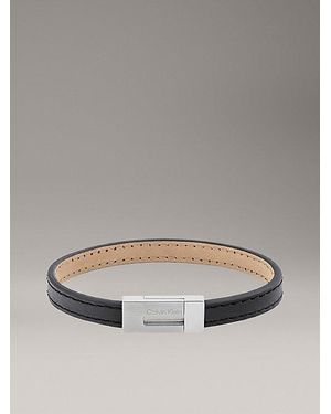 Calvin Klein Minimalistische Leren Armband - Zwart