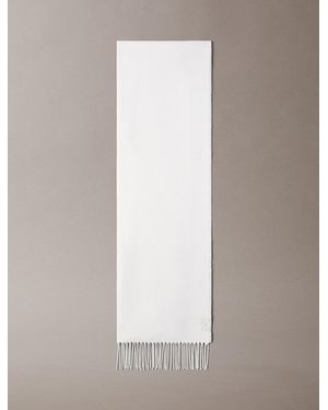 Calvin Klein Sciarpa Double-Face Con Emblem Logo Bicolore - Bianco