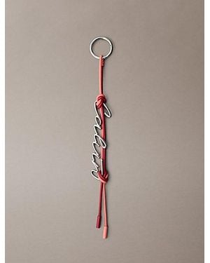 Calvin Klein Leather Knotted Tassel Logo Bag Charm - Brown