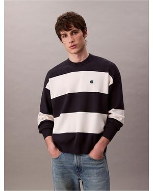Calvin Klein Calvin Klein Tech Knit Stripe Relaxed Sweater - Blue