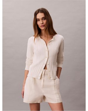 Calvin Klein Calvin Klein Cable Knit Cardigan - Natural