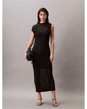 Calvin Klein Sweater Stitch Midi Dress - Black