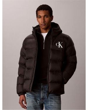 Calvin Klein Calvin Klein Lightweight Nylon Hooded Puffer Jacket - Black