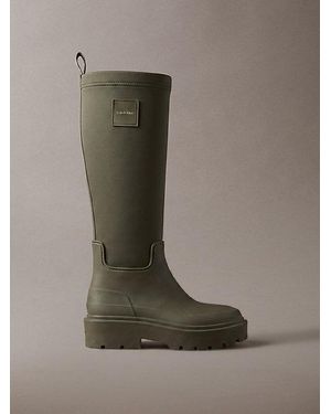 Calvin Klein Knee High Flexible Lug Sole Rainboots - Green