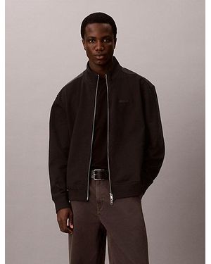 Calvin Klein Premium Terry Zip Up Jacket - Brown