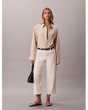 Calvin Klein Pantalones barrel cropped de sarga de algodón - Neutro