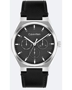 Calvin Klein Multifunktionsuhr Mit Lederarmband - Weiß