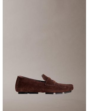 Calvin Klein Leather Moccasin Driving Shoes - Brown