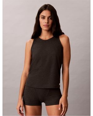 Calvin Klein Classic Comfort Cozy Waffle Tank Top - Black