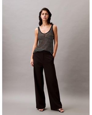 Calvin Klein Milano Jersey Wide Leg Trousers - Black