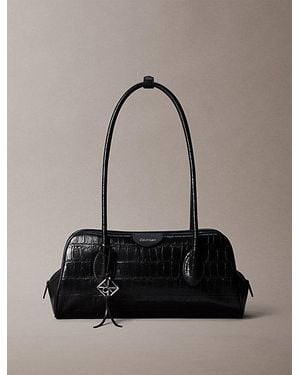 Calvin Klein Emblem Logo Crocodile Shoulder Bag - Black