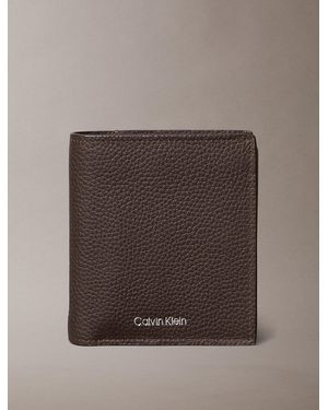 Calvin Klein Full-Grain Leather Rfid Trifold Wallet - Brown