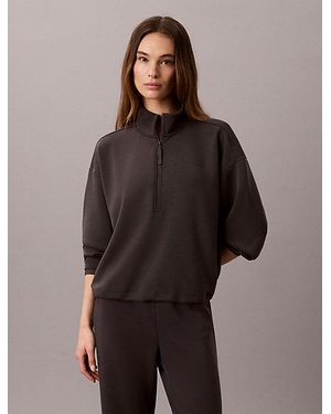 Calvin Klein Sport Smooth Knit Quarter Zip Sweatshirt - Brown