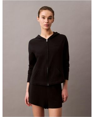 Calvin Klein Icon Cotton Terry Zip Sleep Hoodie - Black