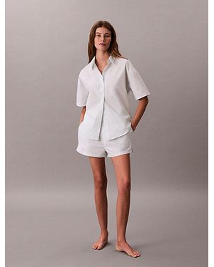 Calvin Klein Conjunto de shorts de pijama de popelín de algodón - Multicolor