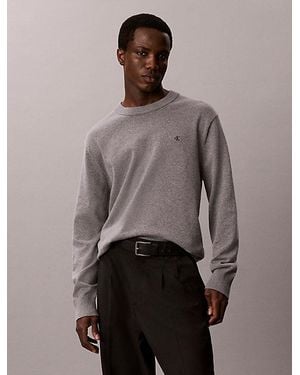 Calvin Klein Jeans Classic Cotton Monogram Jumper - Grey