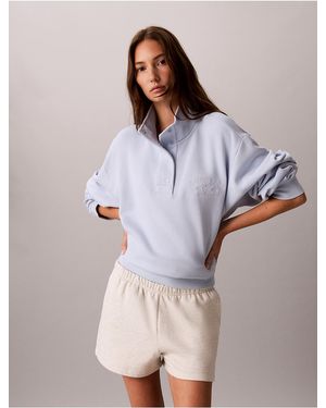 Calvin Klein Calvin Klein Stitch Arch Logo Fleece Sweatshirt - Purple