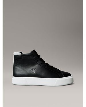 Calvin Klein Jeans Leather Signature High Top Trainers - Multicolour