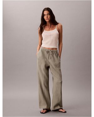 Calvin Klein Calvin Klein Double Gauze Pull-On Pants - Brown